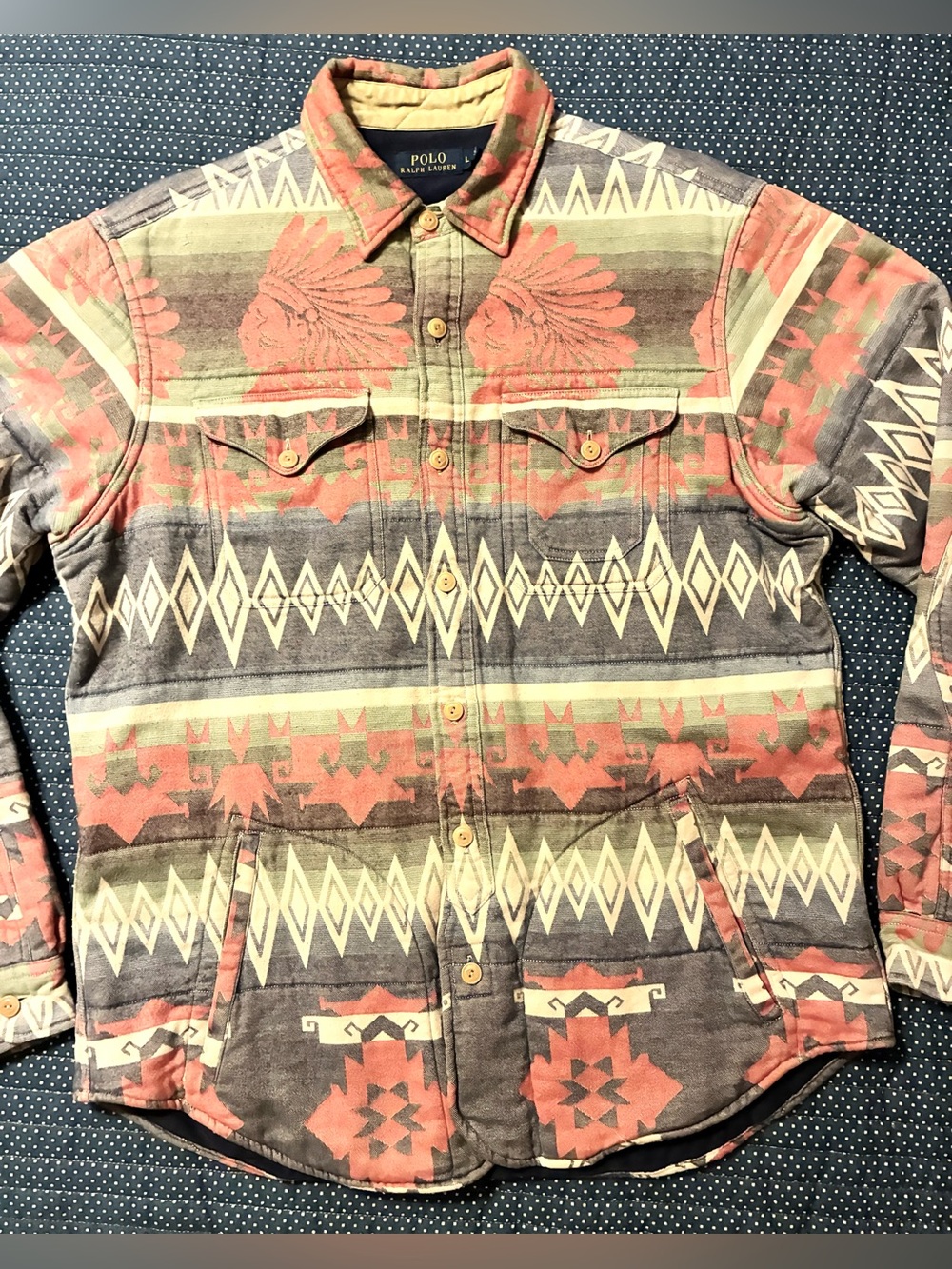 š„š„RAREš„š„POLO RALPH LAUREN LINED QUILTED WESTERN SHIRT/ JACKET- MENāS SIZE LARGE - Picture 4 of 13